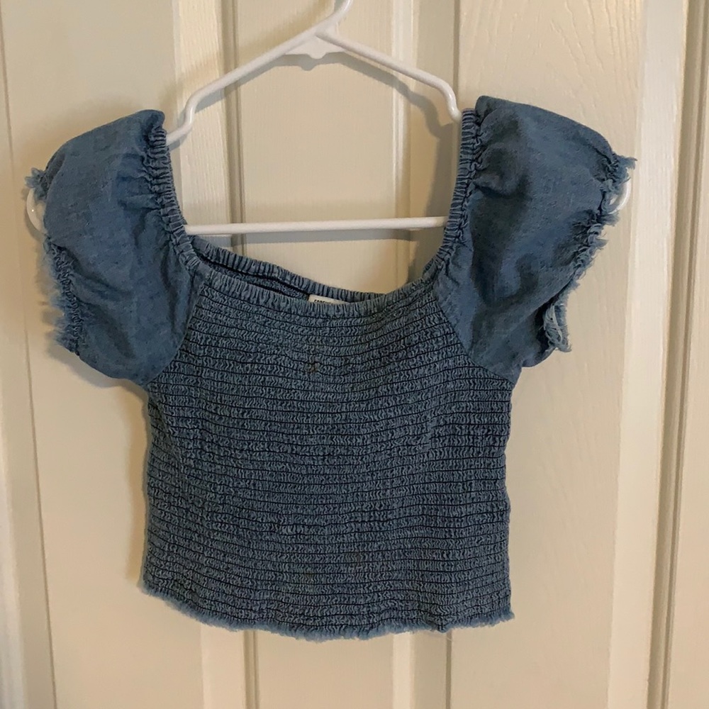 blue F21 crop short sleeve